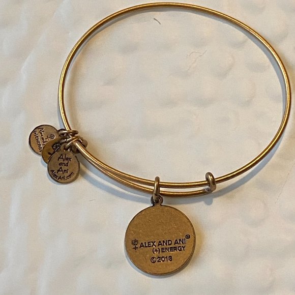 Alex and Ani Gold  "J" Expandable Bangle Bracelet - Picture 4 of 6